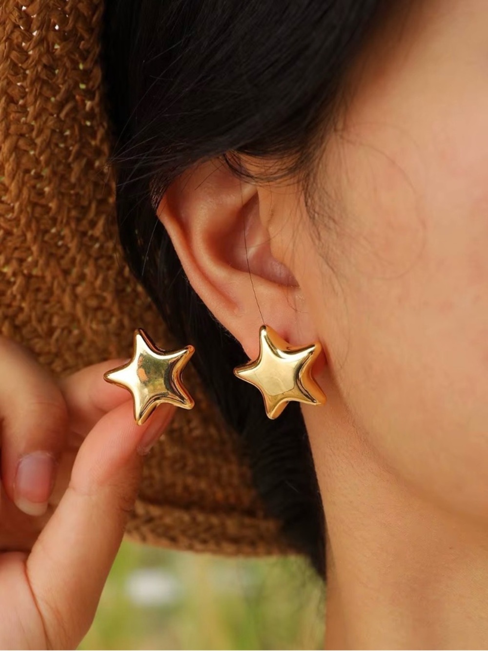Gold Star Stud Earrings